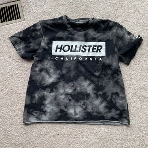 Hollister Black and White tye dye cropped t-shirt